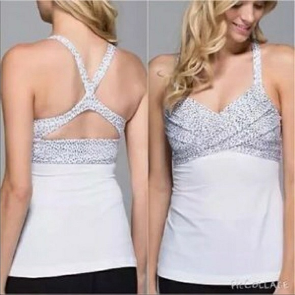 lululemon athletica Tops - Lululemon Wrap it up tank Dottie Dash White